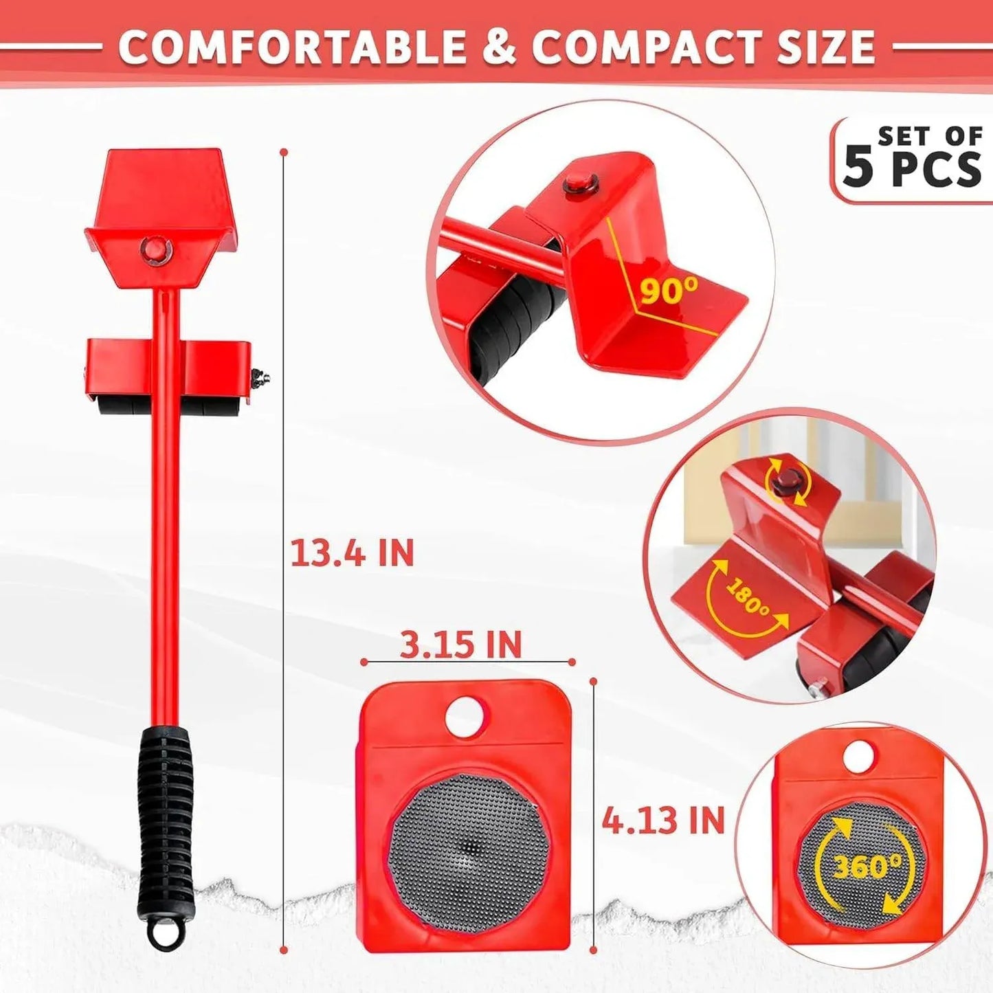 Heavy Furniture Moving Set – Lift & Slide Furniture Easily. 600Lbs Capacity Floor Protection Tool