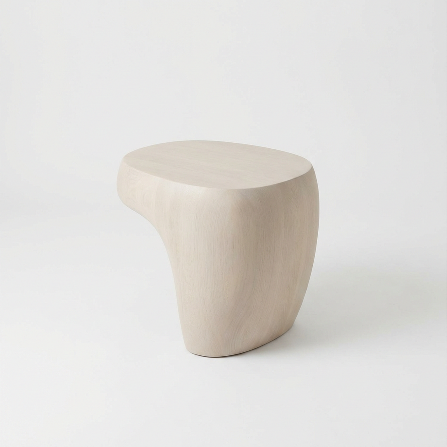 Organic Sculptural Bedside Table – Minimalist Small Nightstand, Light Natural Wood Finish
