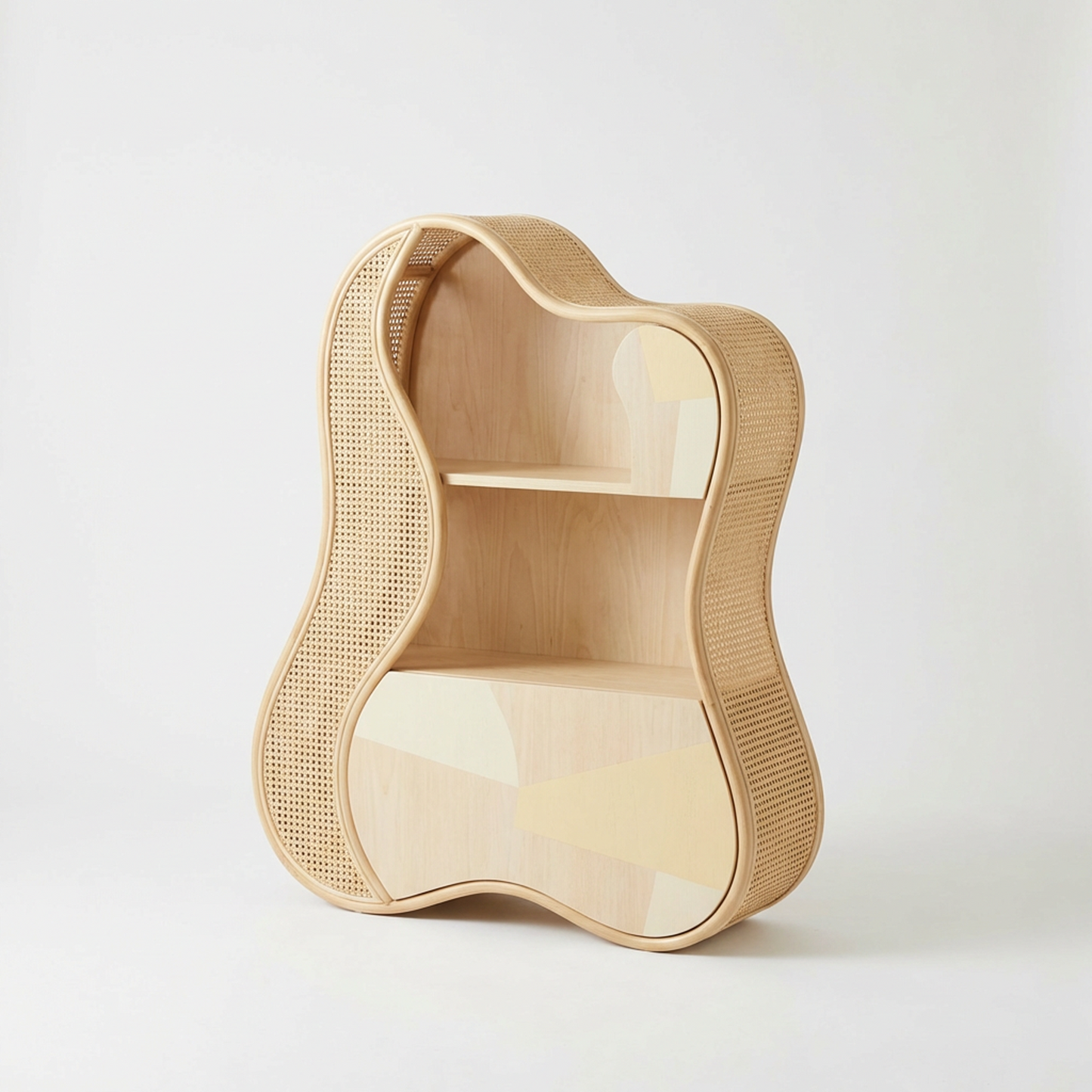 Curved Rattan Cane Bookshelf