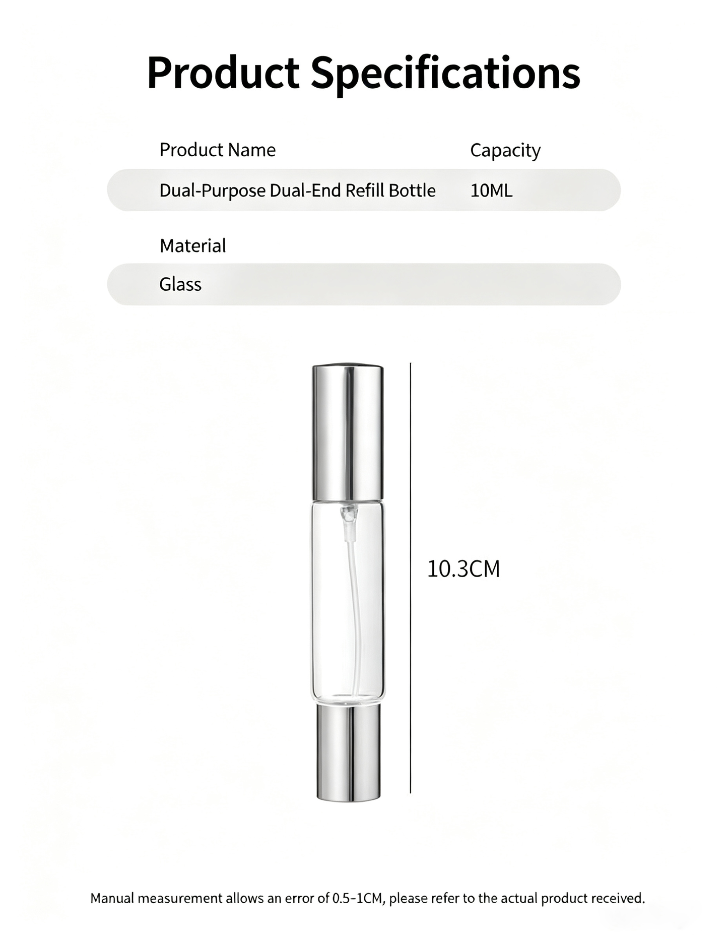2-in-1 Glass Perfume Atomizer Bottle with Roller Ball, Portable Refillable Spray Bottle for Perfume, Essential Oils & Floral Water