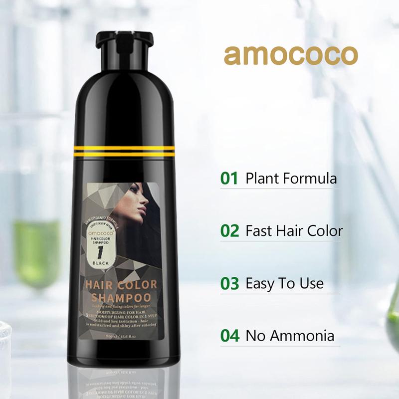 3-in-1 Plant Extract Hair Dye Shampoo, Fast Black Brown Hair Color, Long-Lasting Hair Care with Fruity Fragrance & Nourishing Oil Cleanse