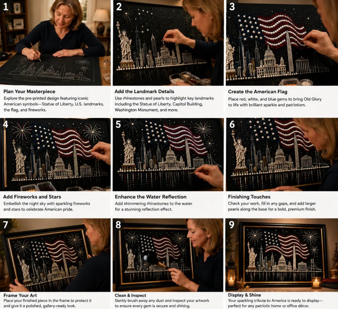 🦅America 250th Anniversary Pearl Art Kit – Stars & Stripes Skyline Limited Edition (Buy 2 Free Shipping)