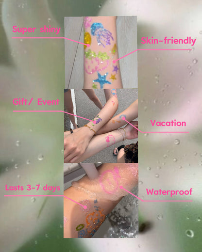 6 Sheets Set DIY Glitter Tattoos-A series