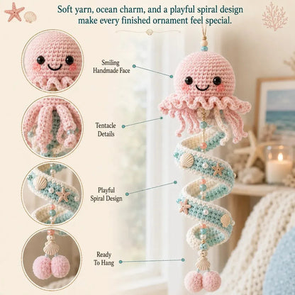 🌊 Beginner-Friendly Ocean Animal Spiral Crochet Hanging Ornament Kit | Complete Kit with All Tools & Step-by-Step Guide Included 💕