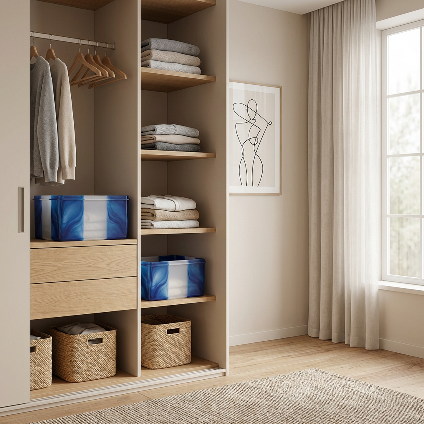 Blue Marble-Effect Storage Bin