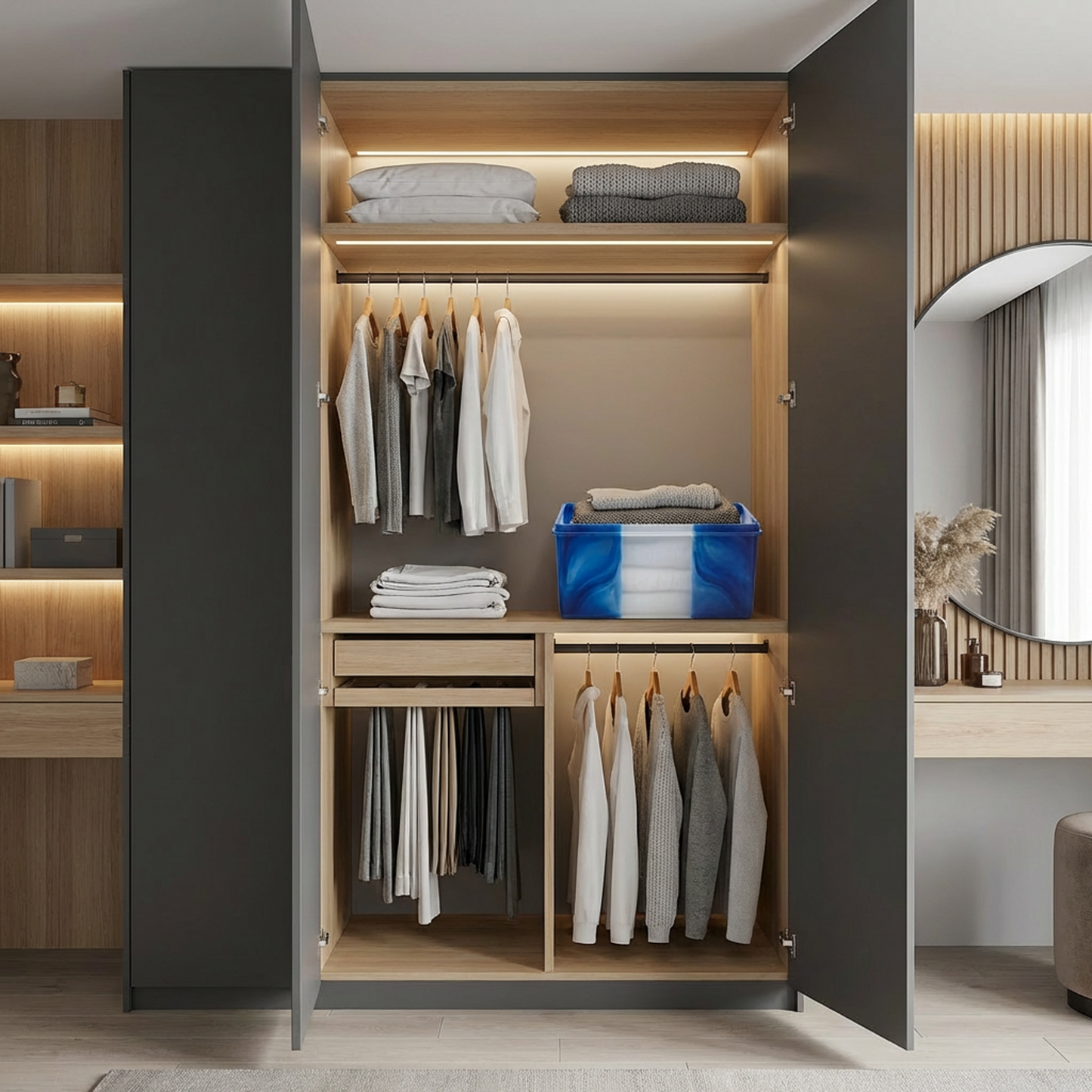 Blue Marble-Effect Storage Bin