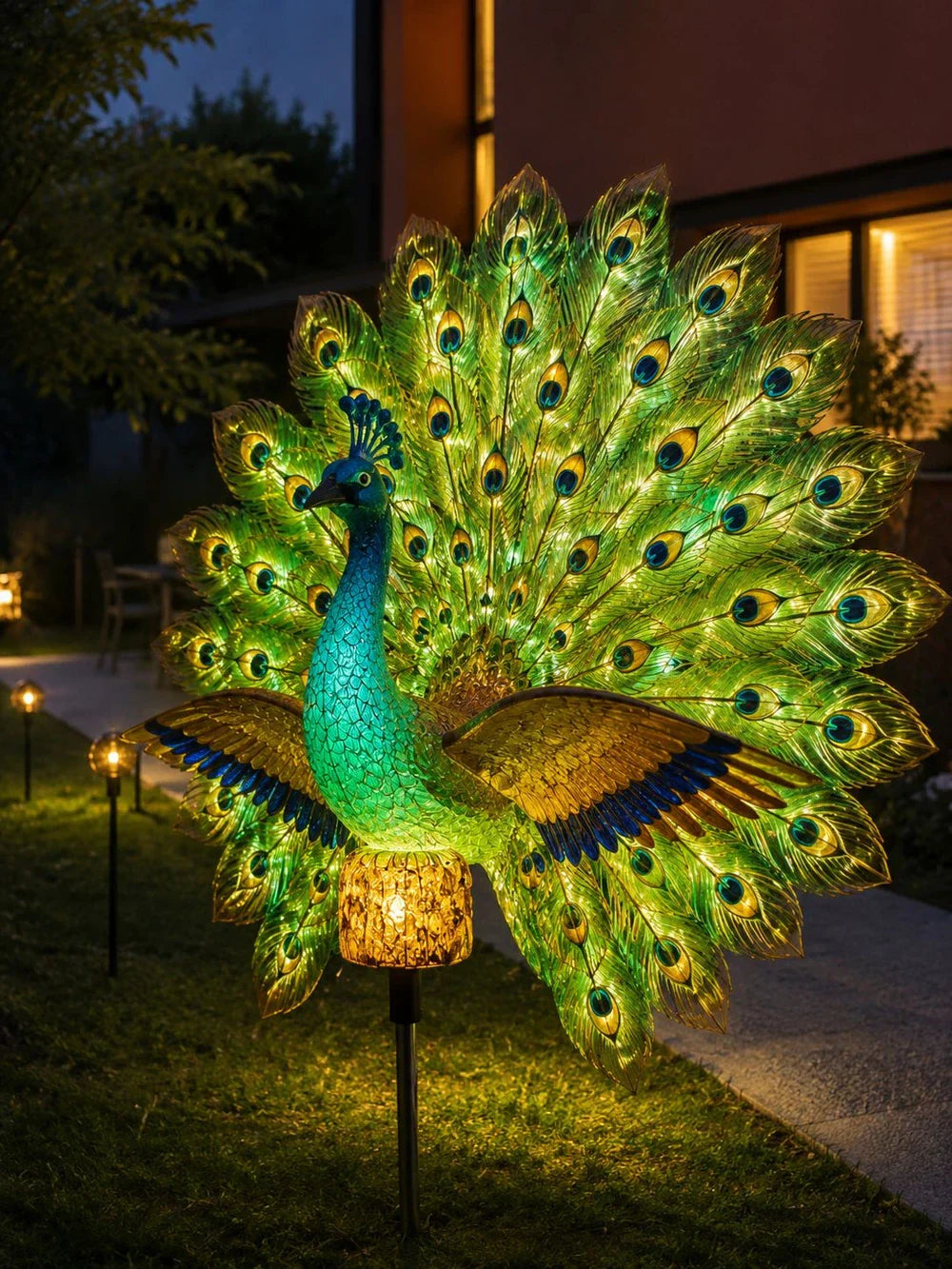 Solar Peacock Garden Sculpture garden detail