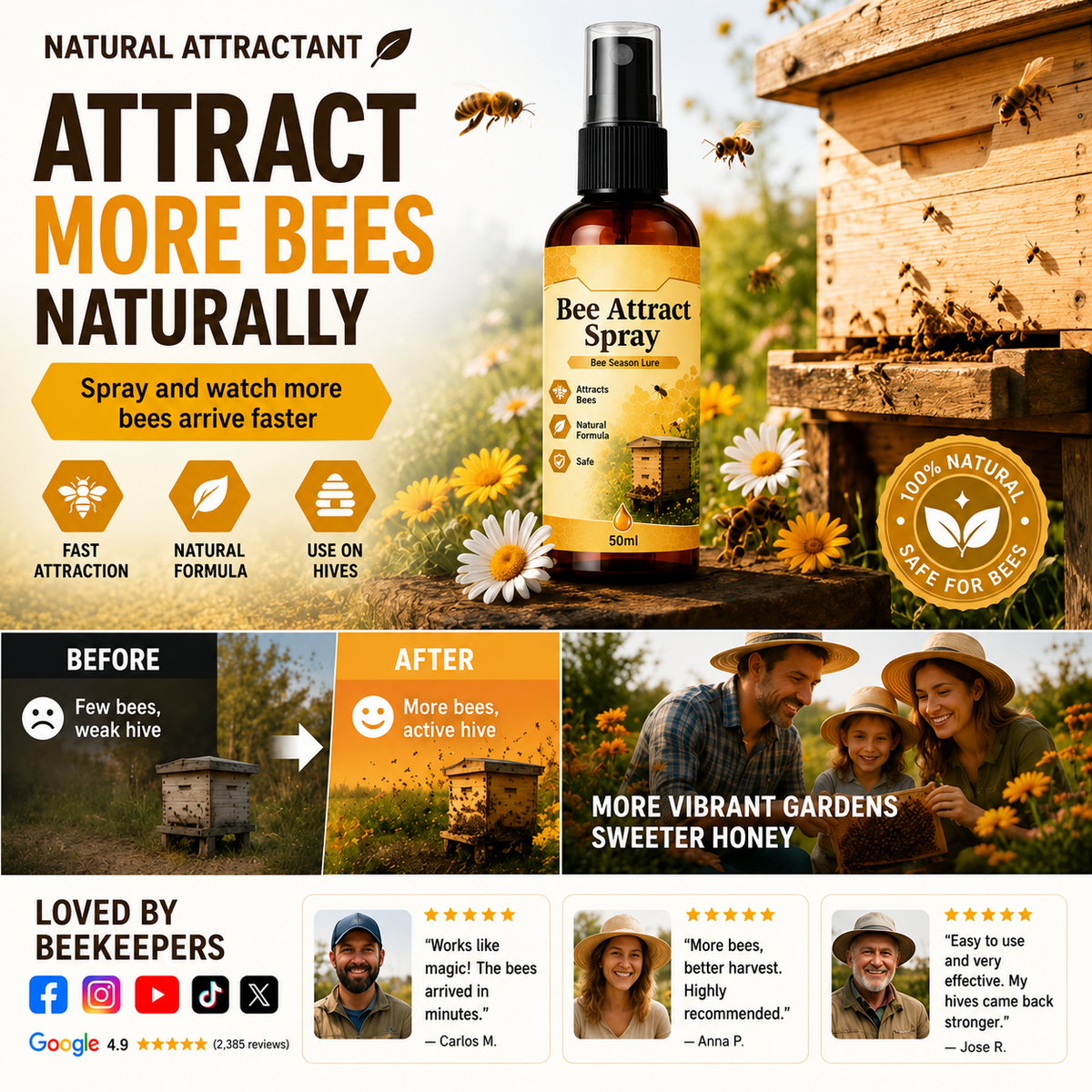 🐝Summer Limited-Time 50% OFF🐝Natural Outdoor Bee Attractant Spray in use