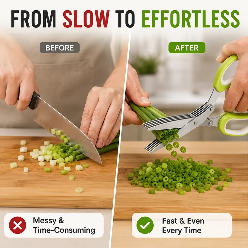 ✂️Herb Scissors 5 Blade Kitchen Shears. Multipurpose Herb Cutter with Safety Cover & Cleaning Comb for Basil Chive Parsley slicing herbs