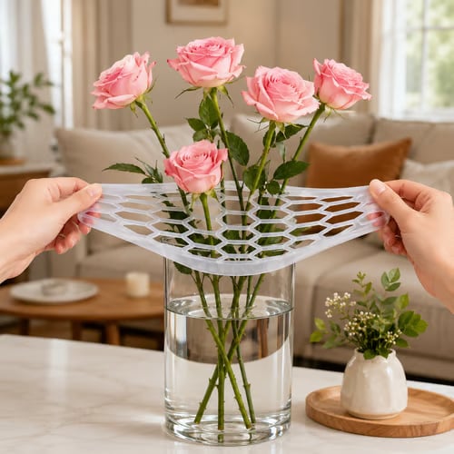 🌸🔥Reusable Silicone Flower Arranging Grid. Stretches Over The Rim of Vase. Self-Grips to Glass. for Easy Flower Arranging.