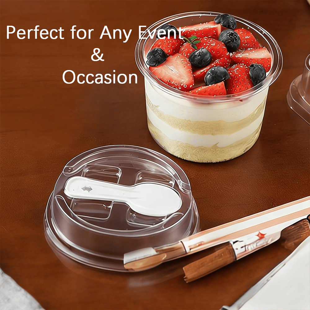 🍨 100 Pack Clear Dessert Cups with Lids & Spoons complete cup lid spoon set
