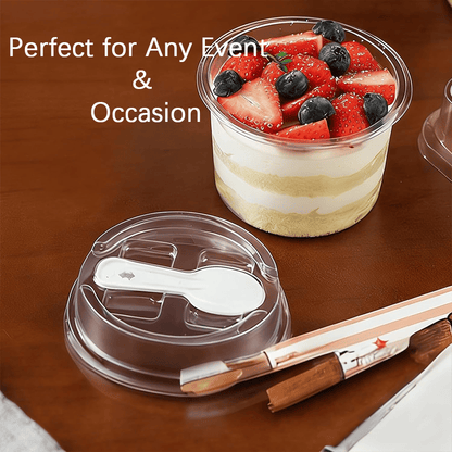 🍨 100 Pack Clear Dessert Cups with Lids & Spoons