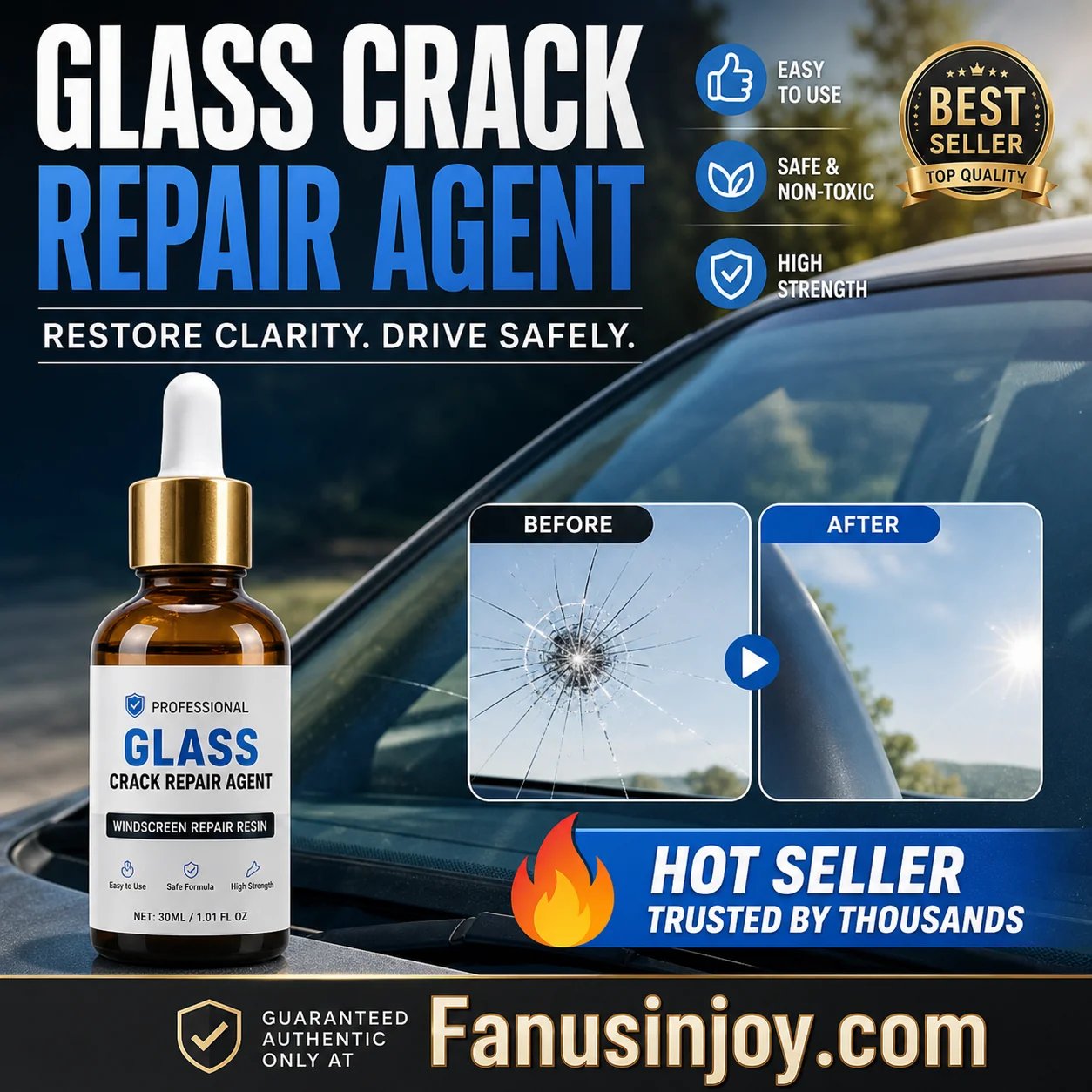🏭Buy 1 Get 1 Free！💦One drop fixes all glass cracks！🚗Glass Crack Repair Agent