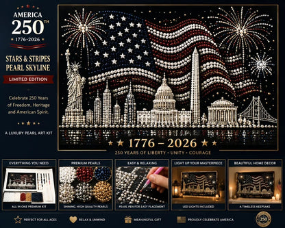 🦅America 250th Anniversary Pearl Art Kit – Stars & Stripes Skyline Limited Edition (Buy 2 Free Shipping)
