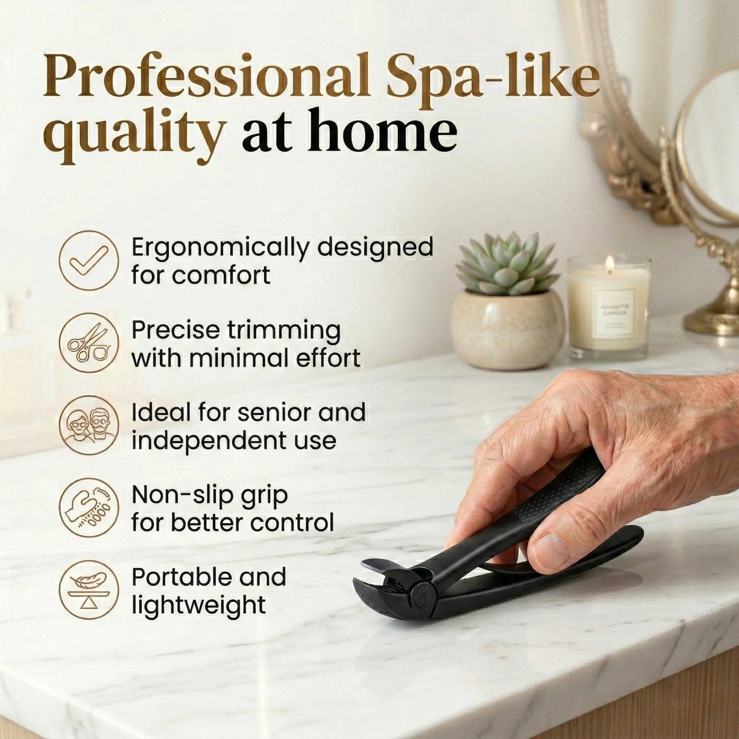 Nail Clipper for Seniors. Wide Jaw Long Handle Clipper for Thick Nails