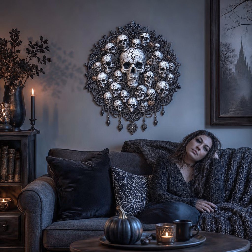 🦇Midnight Haunt 3D Metal Wall Art Collection | Metal Skull. Ghost & Bat Decor with 3D Visual Effect for Haunted Wall Displays 🎃 detail view