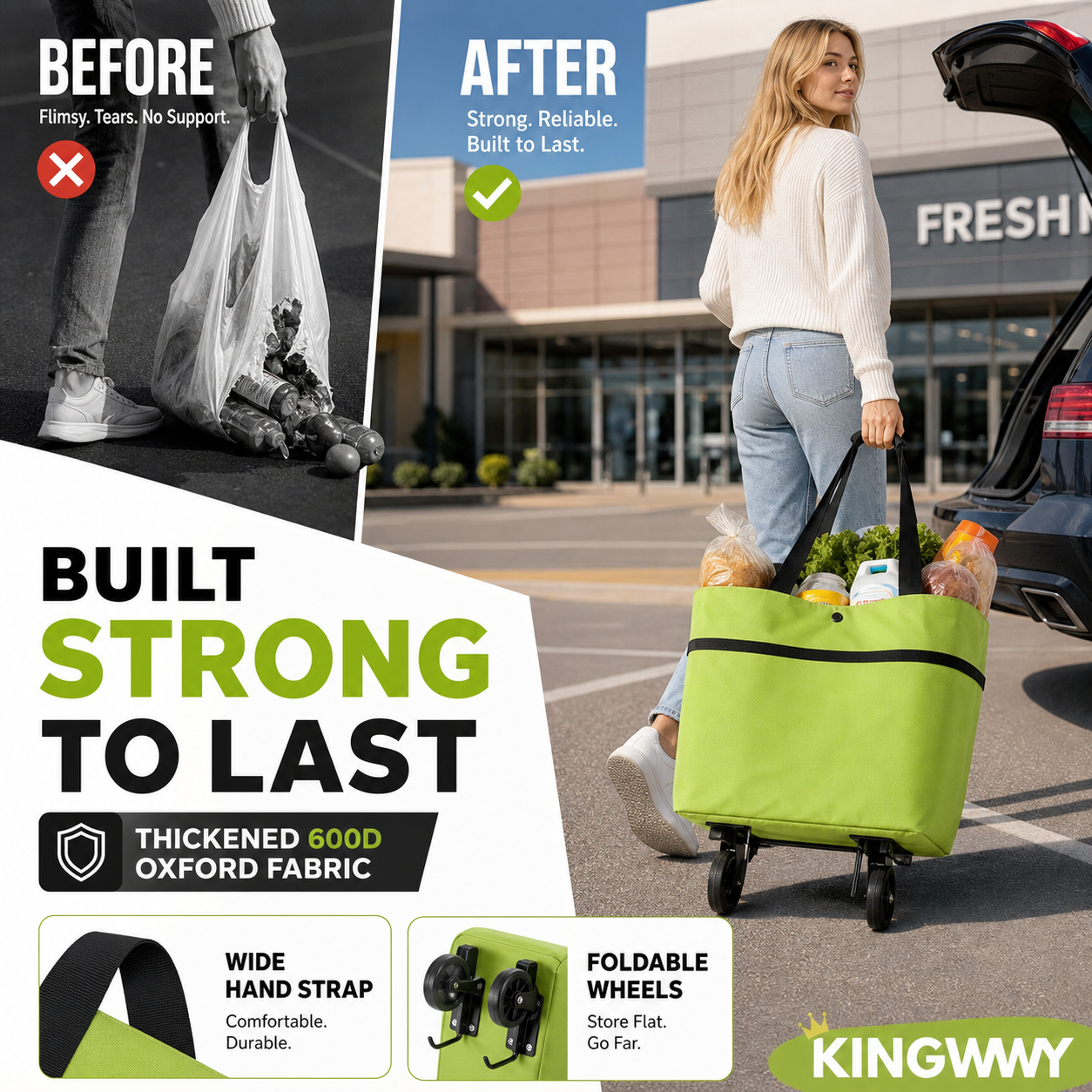 📢📢40% OFF !! ⏰2-in-1 Foldable Shopping Cart quality detail
