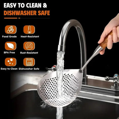 Fine Mesh Stainless Steel Colander - 2026 Upgraded Version Ultra-Fine Filter Mesh with Handle. Oil Filter Spoon. Food Strainer for Kitchen