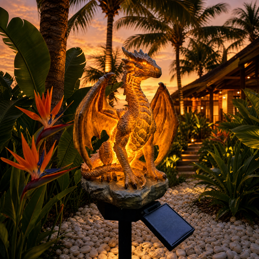 🐉Solar Dragon Garden Statue Light – Golden Ember Fantasy Outdoor Decor product details