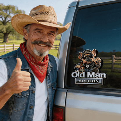 🚗 Funny Old Man Edition Vehicle Badge — Chrome Metal Emblem. Perfect Father's Day & Birthday Gift for Dad. Grandpa. Husband. Truck & SUV Owners