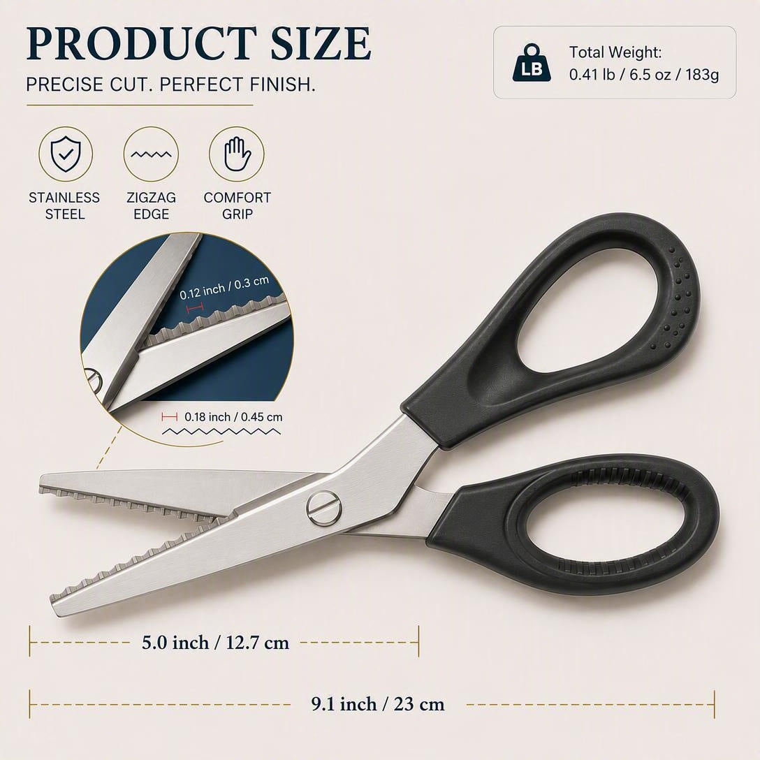 Stainless Steel Pinking Shears – 9.1 Zig Zag Fabric Scissors for Sewing. Quilting. Dressmaking & DIY Crafts