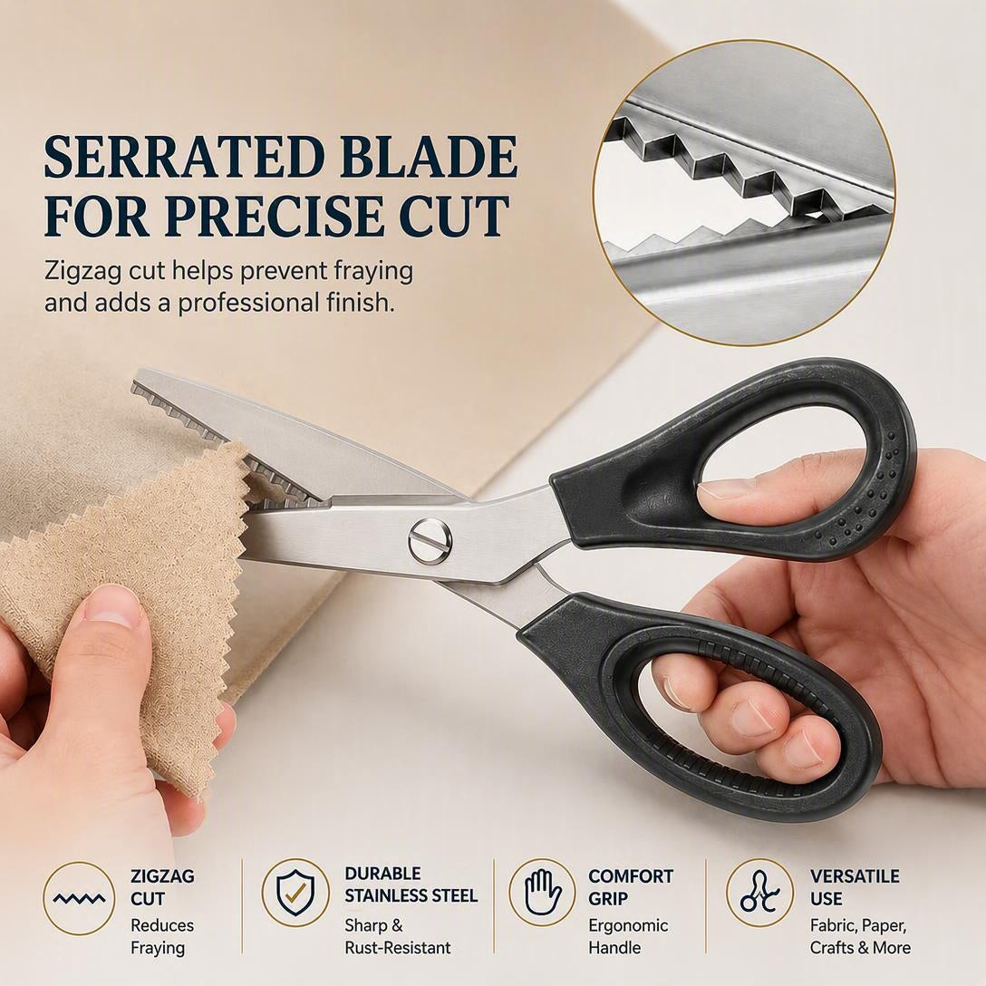 Stainless Steel Pinking Shears – 9.1 Zig Zag Fabric Scissors for Sewing. Quilting. Dressmaking & DIY Crafts