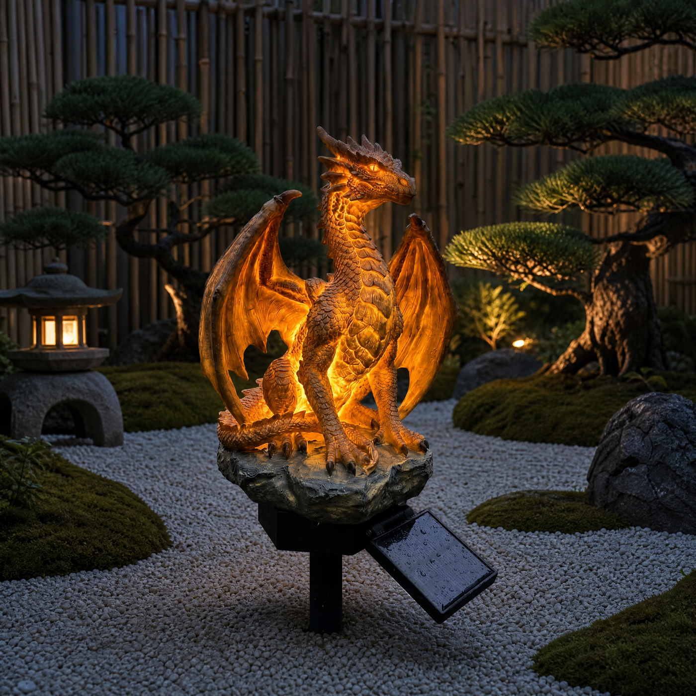 🐉Solar Dragon Garden Statue Light – Golden Ember Fantasy Outdoor Decor outdoor solar light feature