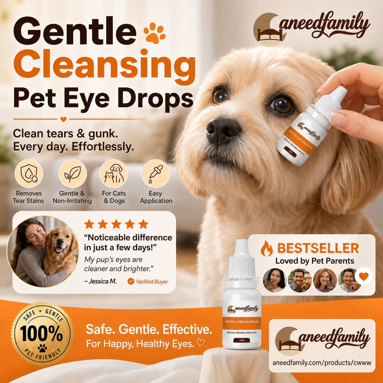 🎉🎉Buy 3 Get 2 Free! 🐈🐕Protect your furry friends' hygiene and health!Gentle Cleansing Pet Eye Drops bottle detail