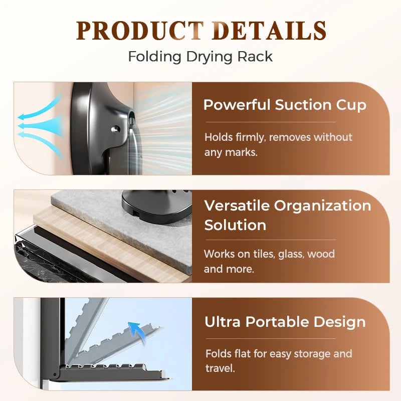 Suction Cup Extendable Folding Drying Rack detail