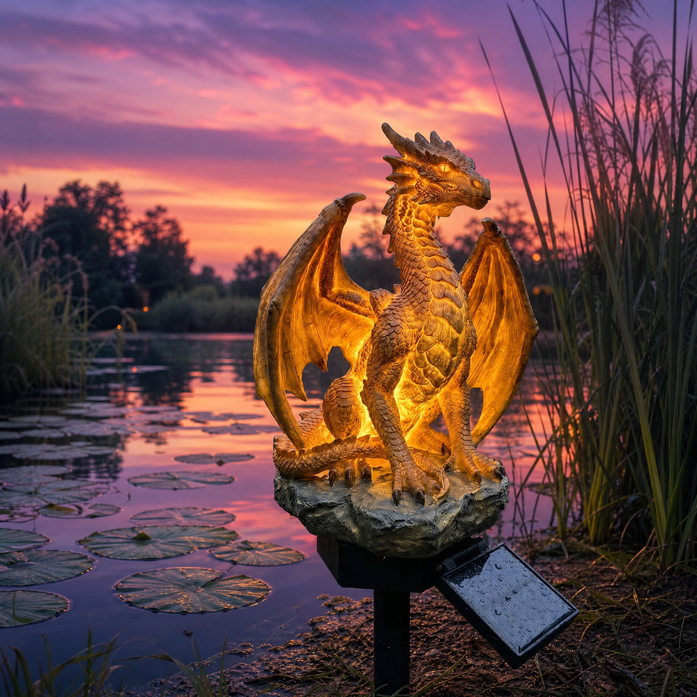 Customer review photo of solar dragon garden statue