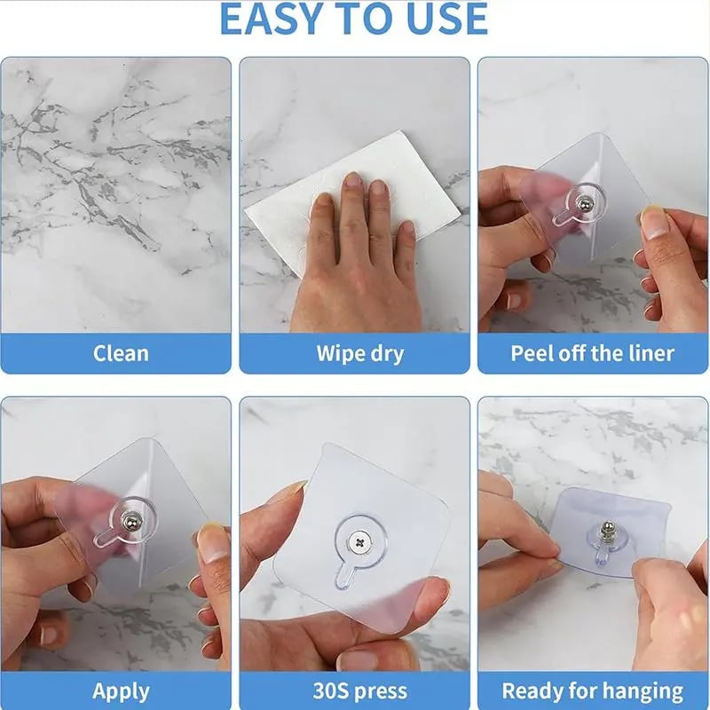 BUY 10 GET 10 FREE 20PCS Wall Mount Self-Adhesive Hooks Suitable for Bathroom and Kitchen Decoration applicable smooth walls