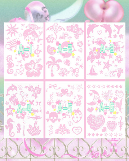6 Sheets Set DIY Glitter Tattoos-A series
