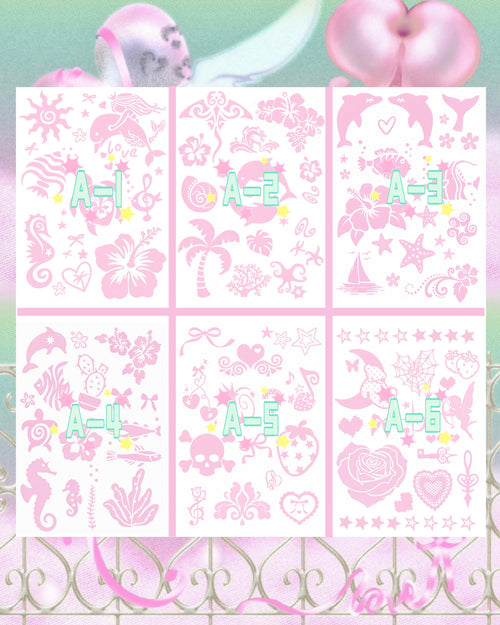 6 Sheets Set DIY Glitter Tattoos-A series