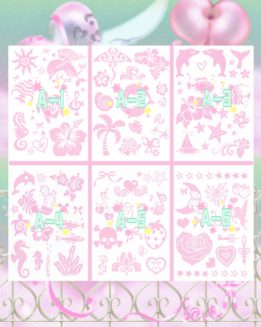 6-Sheet DIY Glitter Tattoo Sticker Set – Sparkly Temporary Body Art for Parties, Festivals & Kids Fun