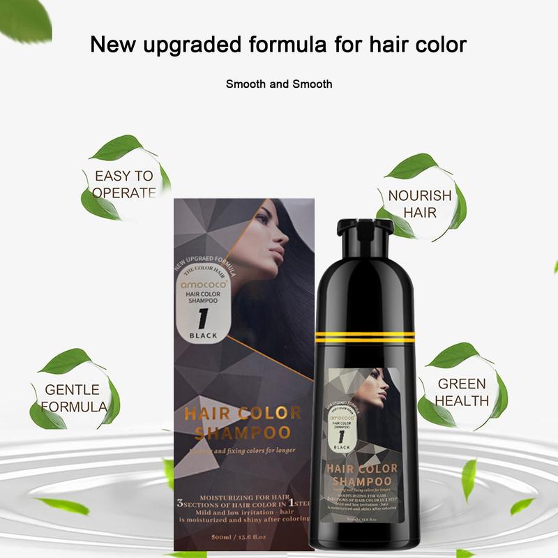 3-in-1 Plant Extract Hair Dye Shampoo, Fast Black Brown Hair Color, Long-Lasting Hair Care with Fruity Fragrance & Nourishing Oil Cleanse