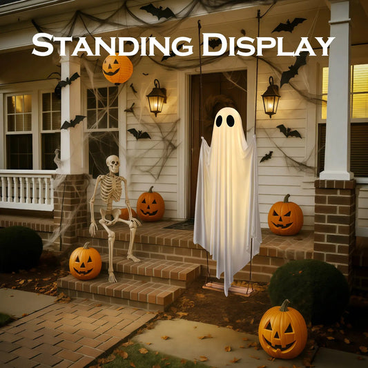 Halloween Hanging Ghost Swing with Remote Control String Lights