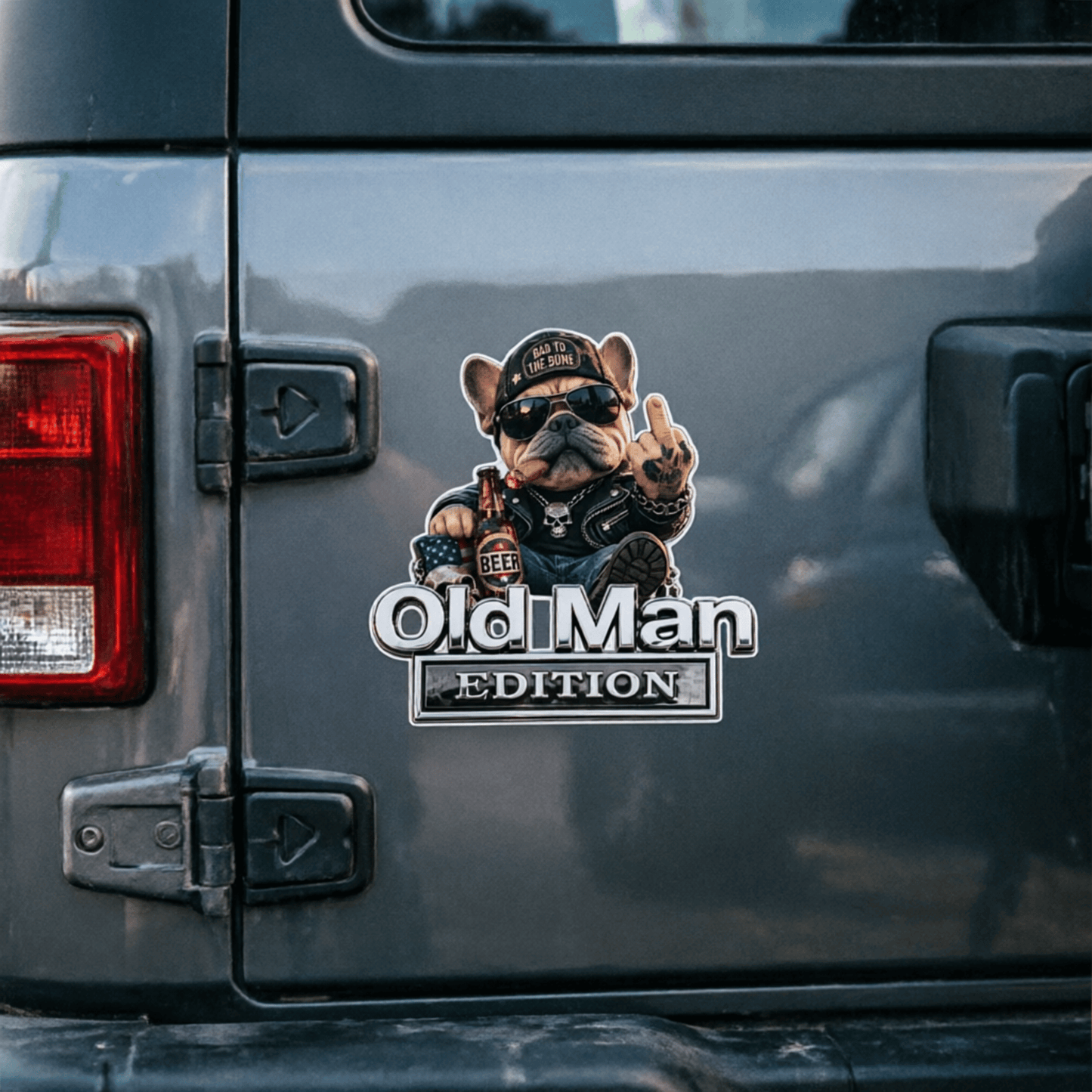 🚗 Funny Old Man Edition Vehicle Badge — Chrome Metal Emblem. Perfect Father's Day & Birthday Gift for Dad. Grandpa. Husband. Truck & SUV Owners