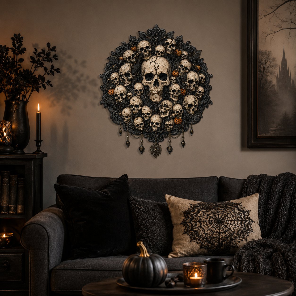 🦇Midnight Haunt 3D Metal Wall Art Collection | Metal Skull. Ghost & Bat Decor with 3D Visual Effect for Haunted Wall Displays 🎃 close-up