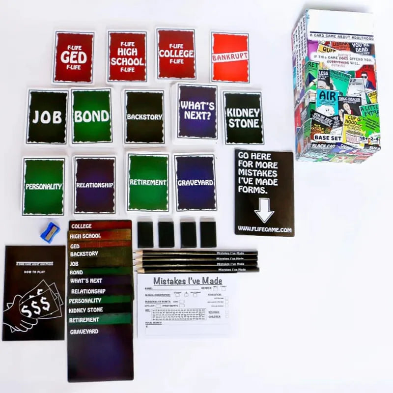 A Game About Adulthood – Darkly Humorous Party Card Game for Adults. Life Simulation. Wealth Building. Retirement & Graveyard Revenge