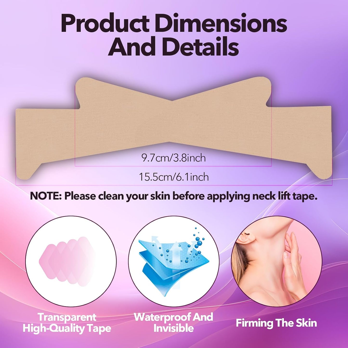 20-Piece Invisible Neck Lift Tape – Reusable Face Lifting Strips for Double Chin, Neck & Jawline Firming, Helps Reduce Neck Lines and Wrinkles