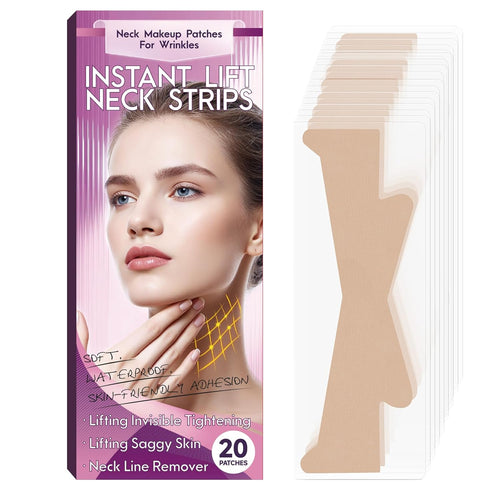 20-Piece Invisible Neck Lift Tape – Reusable Face Lifting Strips for Double Chin, Neck & Jawline Firming, Helps Reduce Neck Lines and Wrinkles