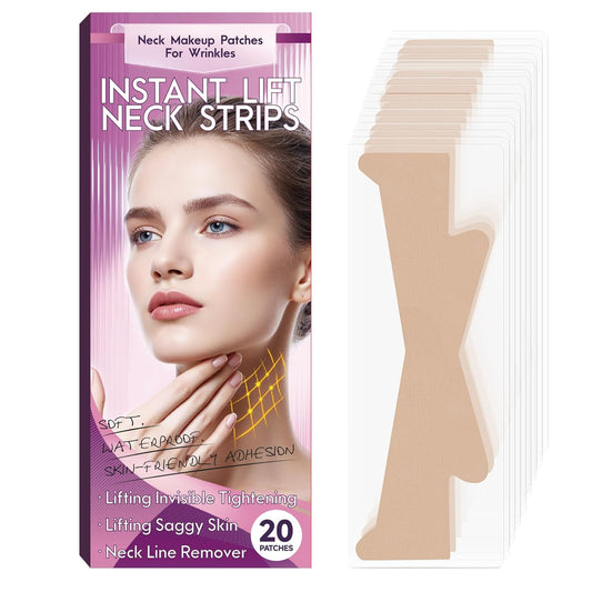 20-Piece Invisible Neck Lift Tape – Reusable Face Lifting Strips for Double Chin, Neck & Jawline Firming, Helps Reduce Neck Lines and Wrinkles