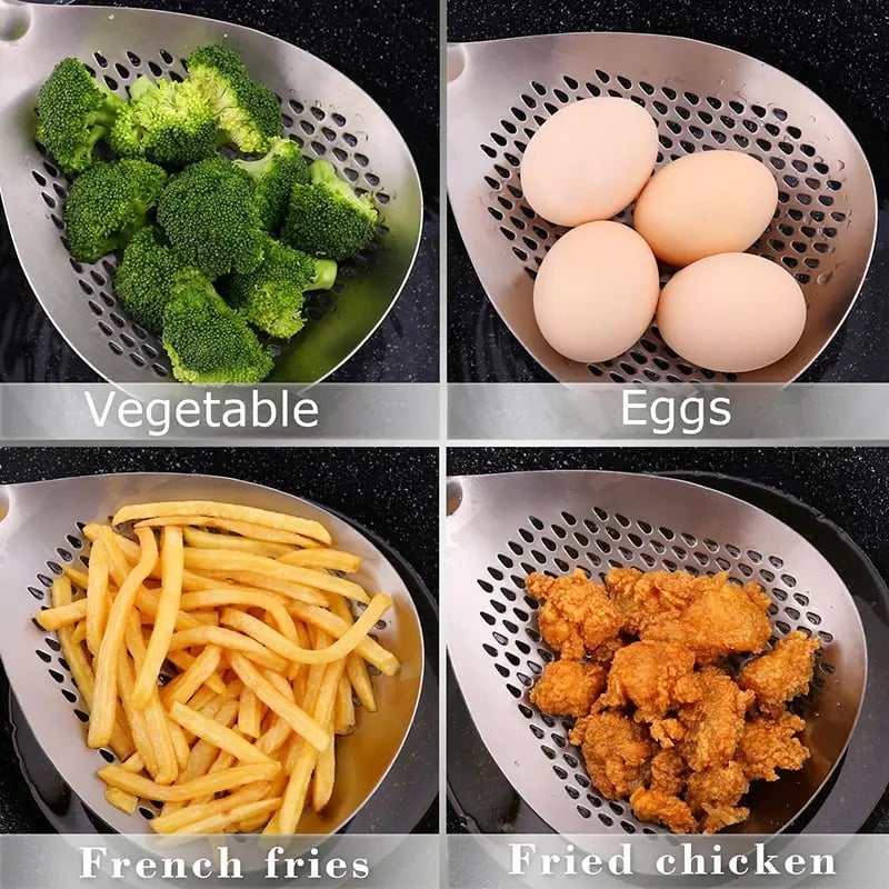 Fine Mesh Stainless Steel Colander - 2026 Upgraded Version Ultra-Fine Filter Mesh with Handle. Oil Filter Spoon. Food Strainer for Kitchen