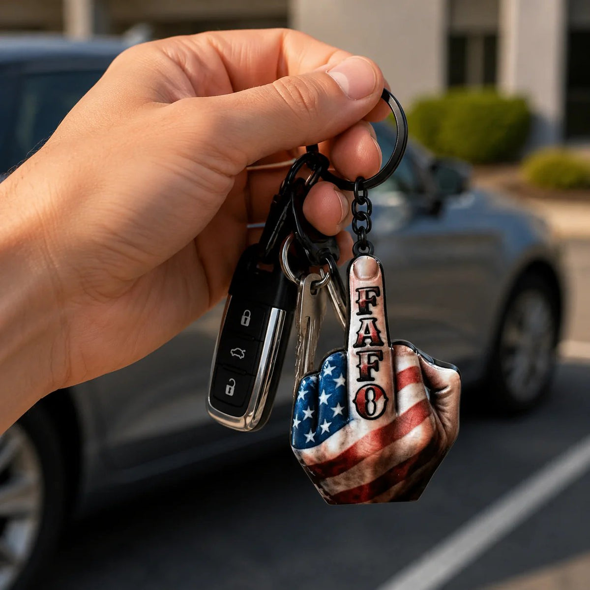 Middle Finger FAFO Keychain lifestyle use