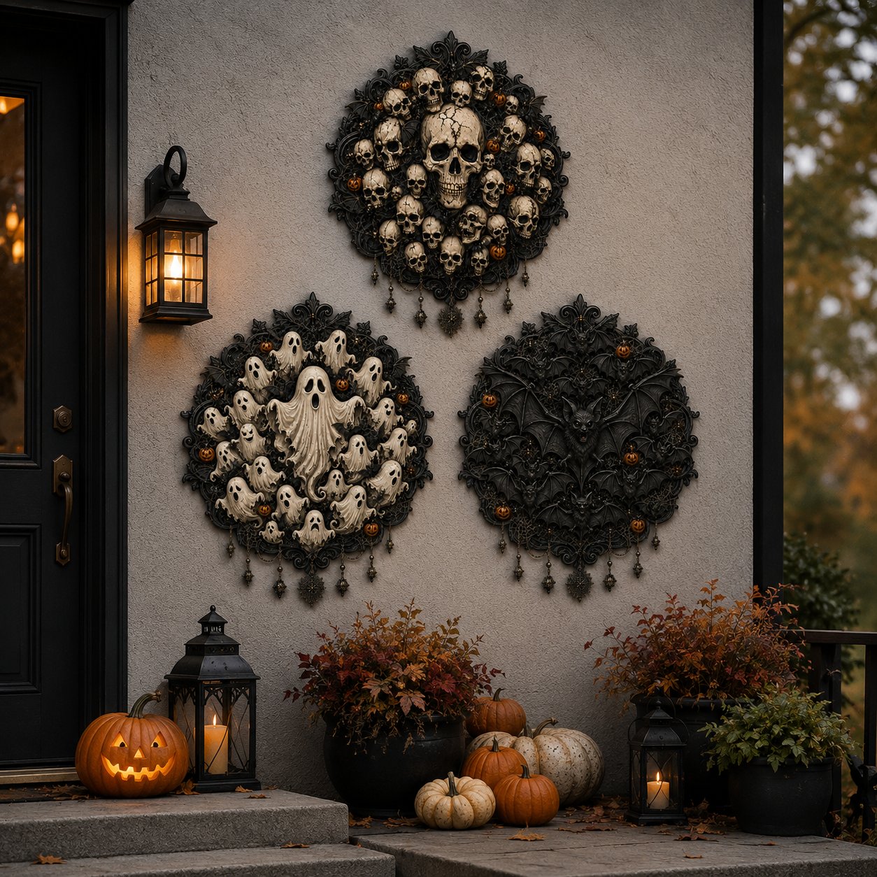 🦇Midnight Haunt 3D Metal Wall Art Collection | Metal Skull. Ghost & Bat Decor with 3D Visual Effect for Haunted Wall Displays 🎃