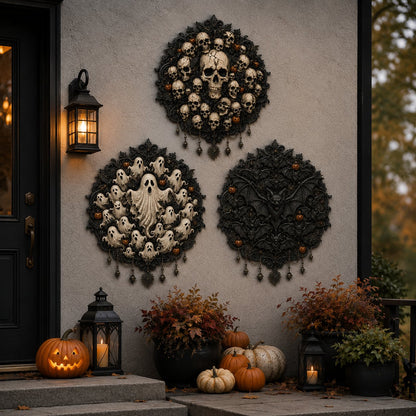 🦇Midnight Haunt 3D Metal Wall Art Collection | Metal Skull. Ghost & Bat Decor with 3D Visual Effect for Haunted Wall Displays 🎃