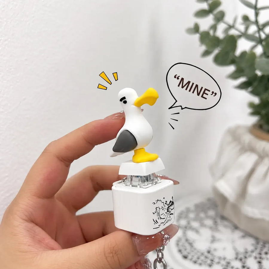😆Seagull MINE! Button Keychain-Real Sound & LED Light product details