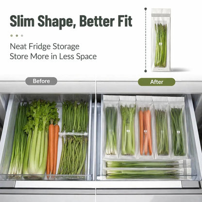 🥬 50/100PCS Reusable Long Food Storage Bags. Double-Zip Seal Freshness Bags for Kitchen