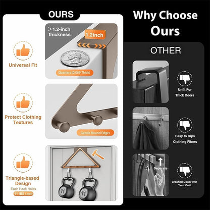 🎁 BUY 1 GET 1 FREE 🚪 Over-the-Door Hanger Organizer (2 PCS) — Non-Slip, Heavy Duty Entryway Hooks | No Drilling | Fits All Standard Doors ✨