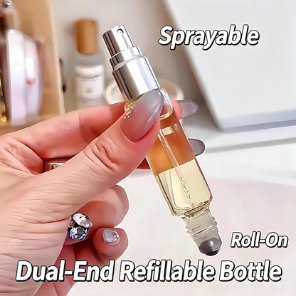 2-in-1 Glass Perfume Atomizer Bottle with Roller Ball, Portable Refillable Spray Bottle for Perfume, Essential Oils & Floral Water